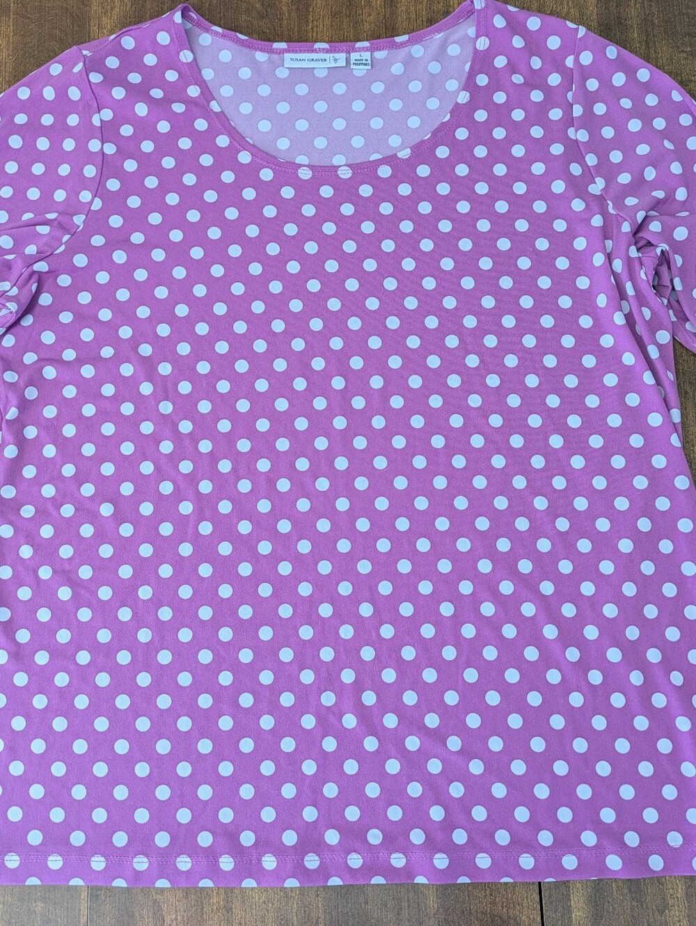 Susan Graver Polka Dot 3/4 Sleeve Size Large